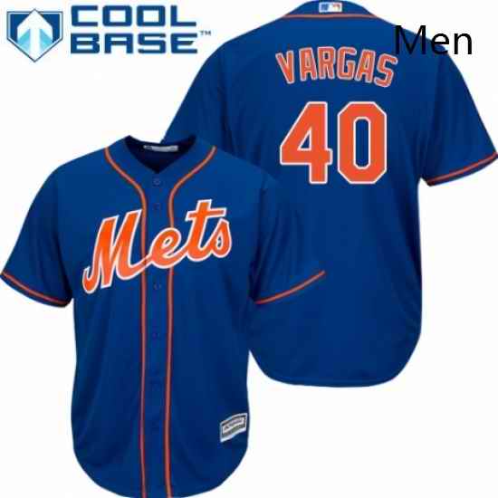 Mens Majestic New York Mets 40 Jason Vargas Replica Royal Blue Alternate Home Cool Base MLB Jersey